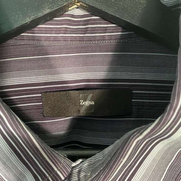 Z Zegna Vertical Stripe Pearl Button City Shirt Size XL - Picture 3 of 6